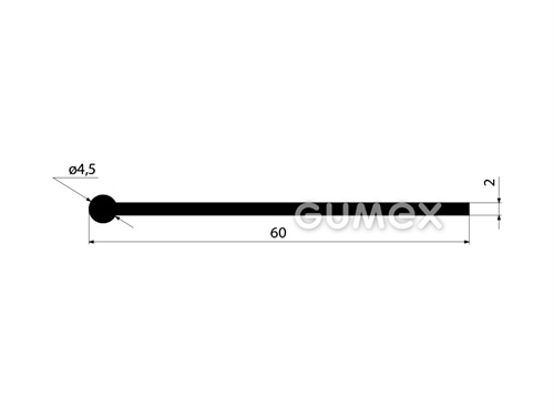 Pryžový profil tvaru "I", 60x4,5/2mm, 70°ShA, EPDM, -40°C/+100°C, černý